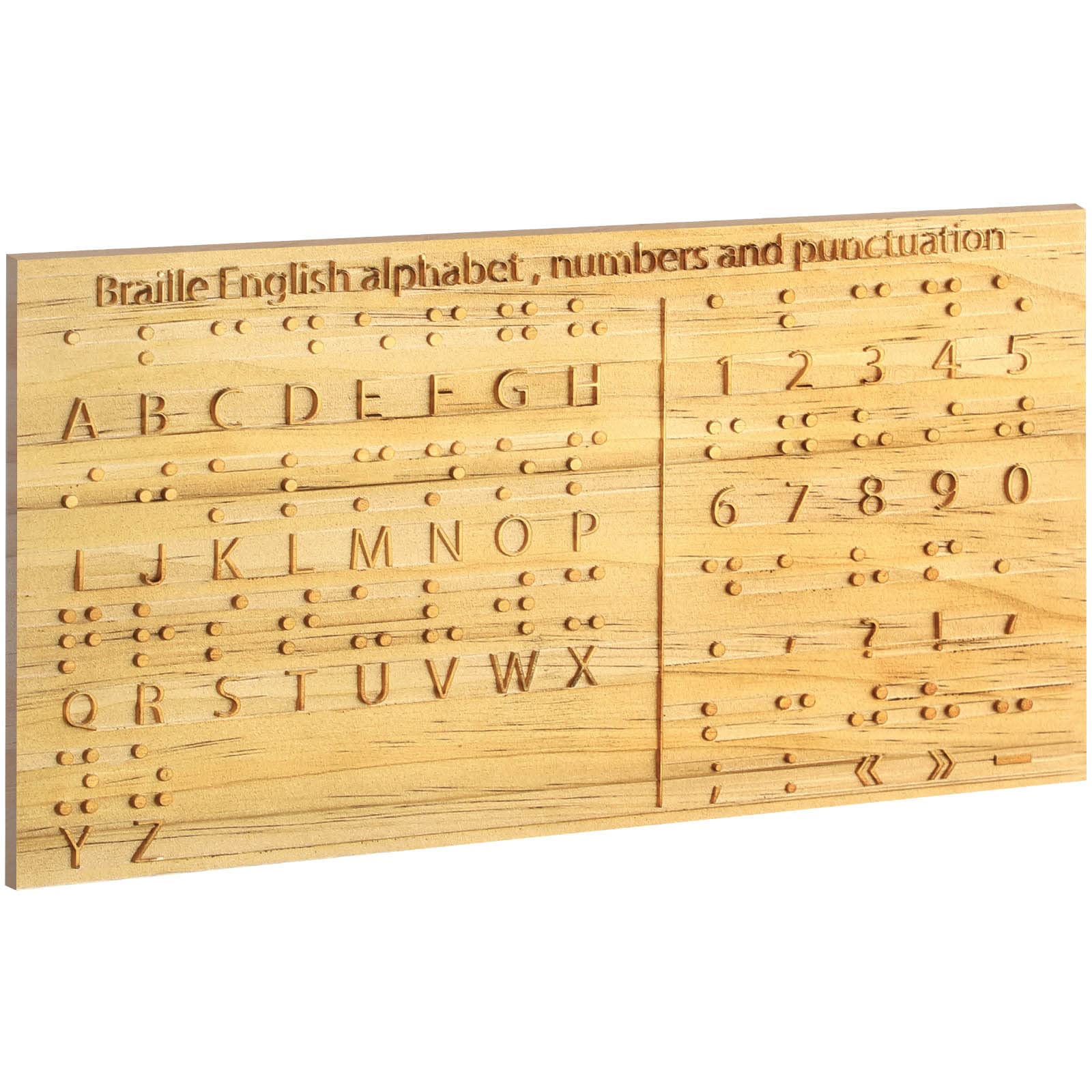 Yulejo Braille Alphabet Board 8.7 x 6.3 Inches Wood Braille